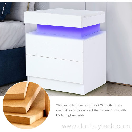 Nightstand Side Accent Table Colorful LED Light